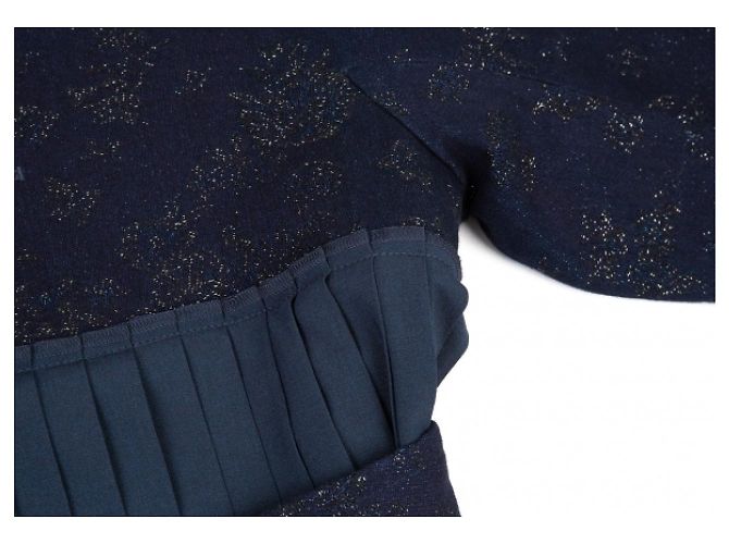 *[Comme des Garçons] tricot COMME des GARCONS Abrigo plisado de jacquard brillante intercambiable Azul marino - vista 10