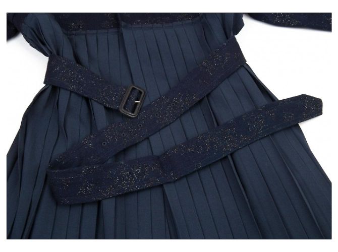 *[Comme des Garçons] tricot COMME des GARCONS Abrigo plisado de jacquard brillante intercambiable Azul marino - vista 11