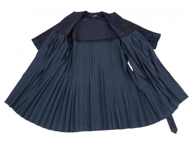 *[Comme des Garçons] tricot COMME des GARCONS Abrigo plisado de jacquard brillante intercambiable Azul marino - vista 12