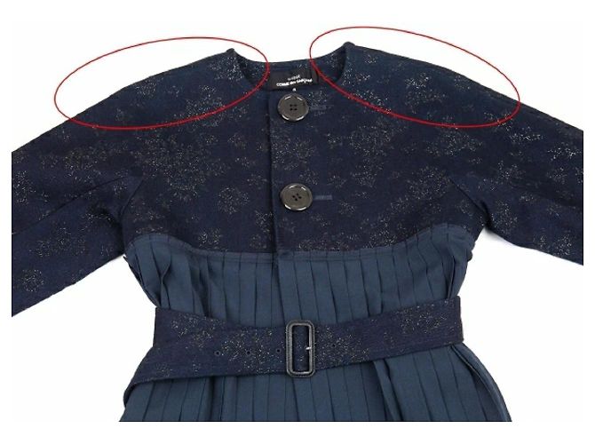 *[Comme des Garçons] tricot COMME des GARCONS Abrigo plisado de jacquard brillante intercambiable Azul marino - vista 3