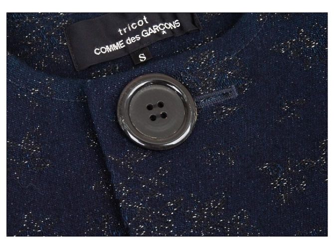 *[Comme des Garçons] tricot COMME des GARCONS Abrigo plisado de jacquard brillante intercambiable Azul marino - vista 6