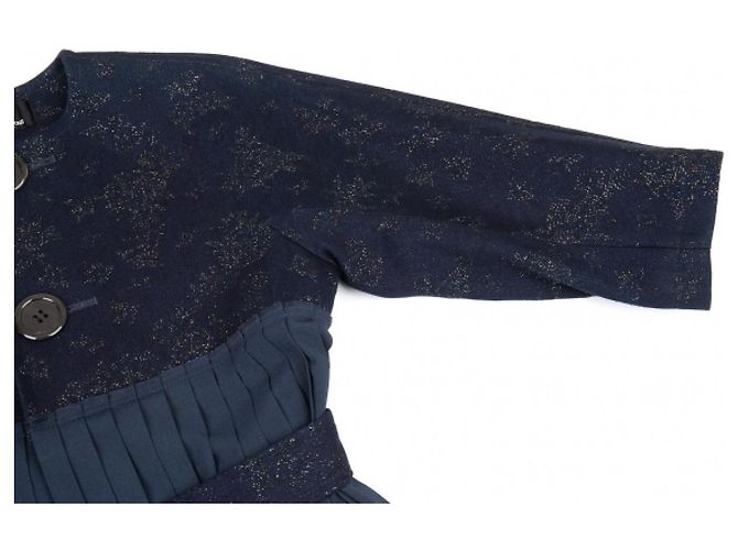 *[Comme des Garçons] tricot COMME des GARCONS Abrigo plisado de jacquard brillante intercambiable Azul marino - vista 7