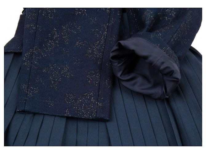 *[Comme des Garçons] tricot COMME des GARCONS Abrigo plisado de jacquard brillante intercambiable Azul marino - vista 8