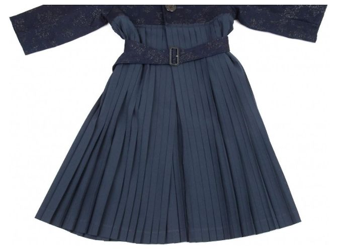 *[Comme des Garçons] tricot COMME des GARCONS Abrigo plisado de jacquard brillante intercambiable Azul marino - vista 9