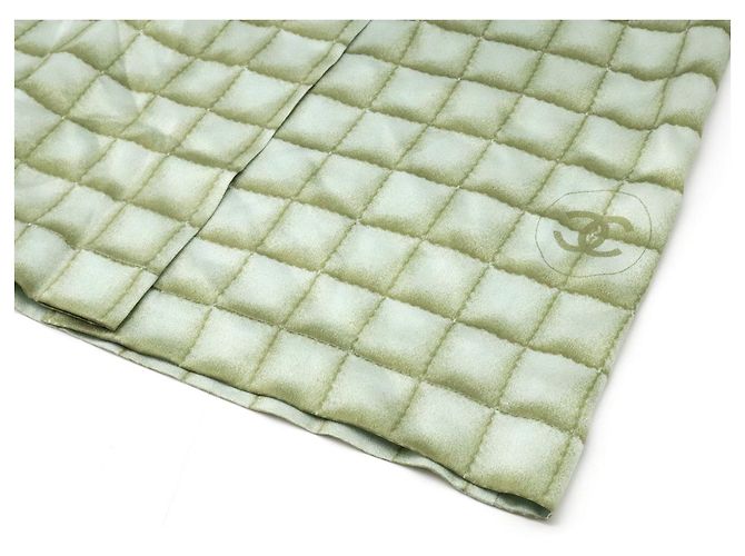 * [CHANEL] Chanel Coco Mark Kariertes Hemdkleid, einteilig, langärmelig, knielang, aus Seide 100% Grün - Ansicht 4