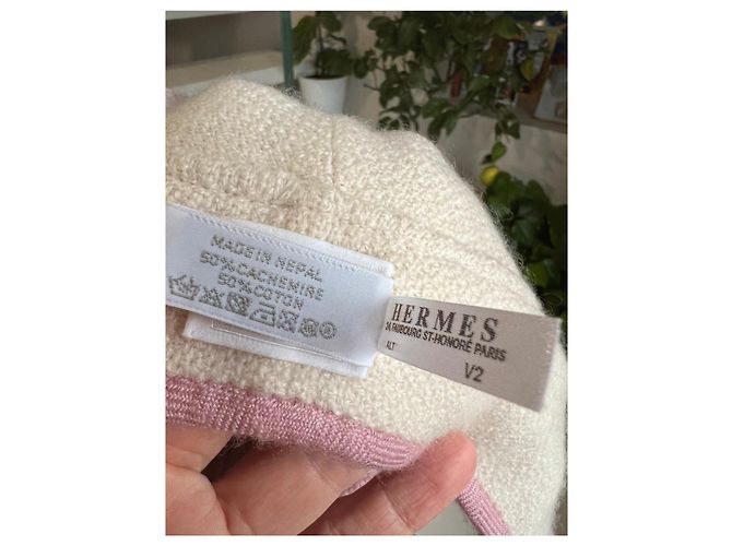 Hermès Chapéu de Caxemira/Algodão para Bebê Rosa - vista 8