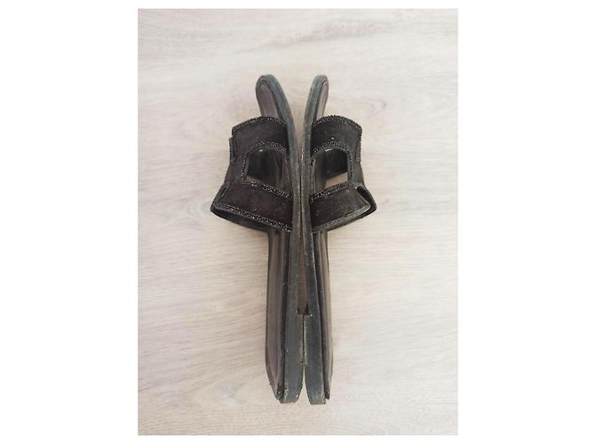 Hermès Oran Sandalen aus Leder schwarz - Ansicht 3