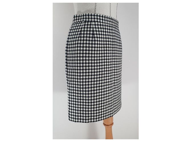 Falda Vichy Yves Saint Laurent de seda y lana Multicolor - vista 2