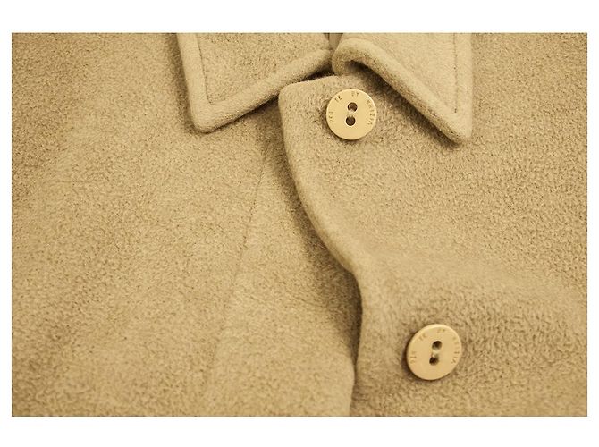 Per te by Krizia 100% Virgin Wool Button Front Belted Classic Coat Beige - view 5