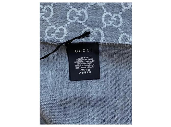 Marmont Sciarpa Gucci Monogram grigio perla seta e lana - vista 3