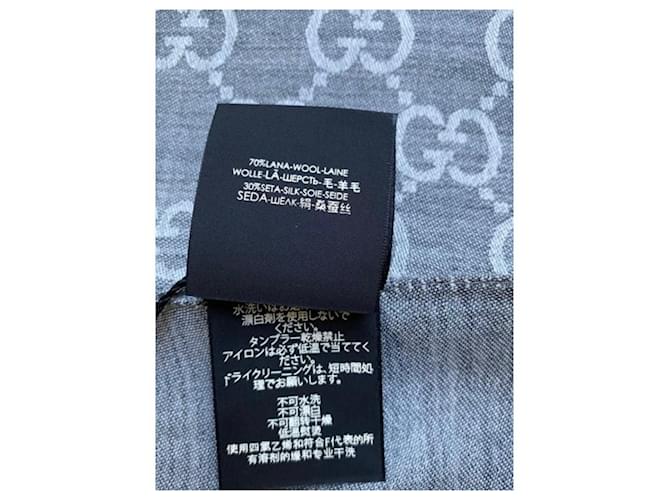 Marmont Sciarpa Gucci Monogram grigio perla seta e lana - vista 4