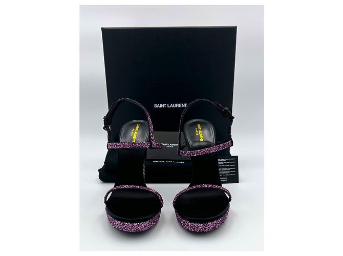 Sandali con tacco Saint Laurent - Taglia 38 - Glitter viola Porpora - vista 2