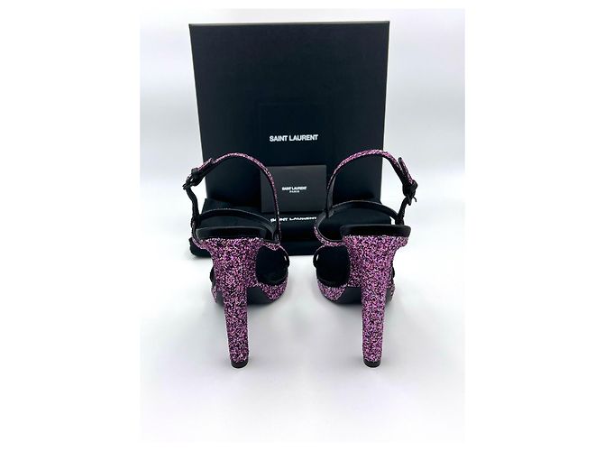 Sandali con tacco Saint Laurent - Taglia 38 - Glitter viola Porpora - vista 6