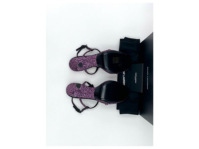 Sandali con tacco Saint Laurent - Taglia 38 - Glitter viola Porpora - vista 7