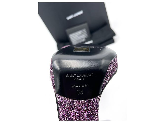 Sandali con tacco Saint Laurent - Taglia 38 - Glitter viola Porpora - vista 8