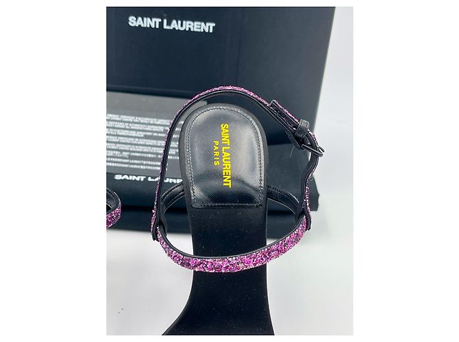 Sandali con tacco Saint Laurent - Taglia 38 - Glitter viola Porpora - vista 9