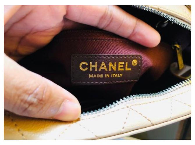 Coco Handle Borsa Chanel in pelle color sabbia - vista 7
