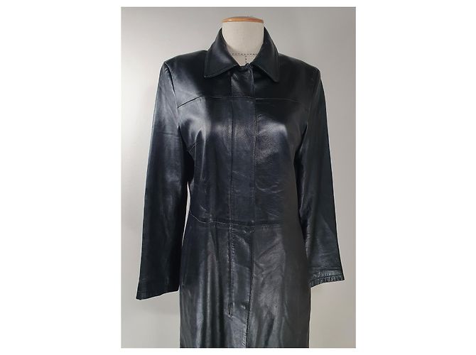 Abrigo de cuero negro Pierre Balmain - vista 2