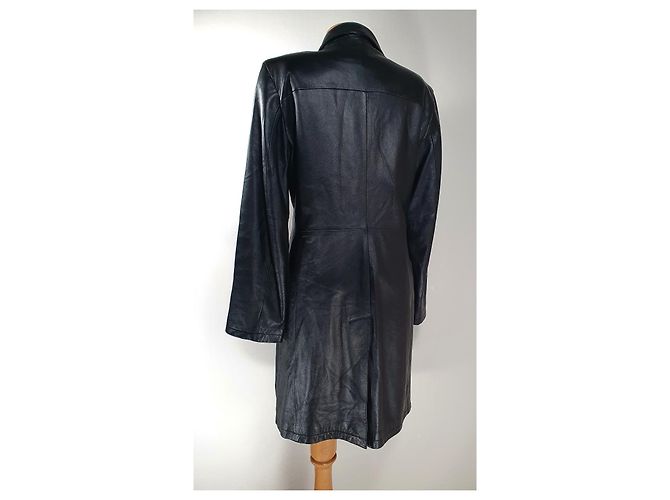 Abrigo de cuero negro Pierre Balmain - vista 6