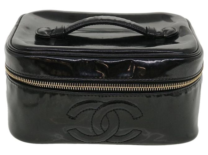 CHANEL Vanity Cosmetic Pouch patent Black CC Auth 34355 Nero - vista 13