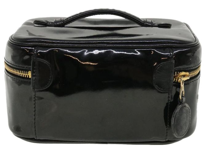 CHANEL Vanity Cosmetic Pouch patent Black CC Auth 34355 Nero - vista 2