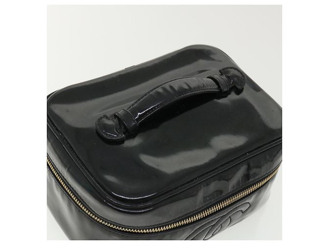CHANEL Vanity Cosmetic Pouch patent Black CC Auth 34355 Nero - vista 5