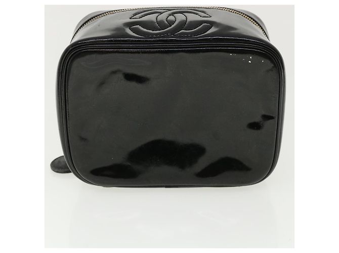 CHANEL Vanity Cosmetic Pouch patent Black CC Auth 34355 Nero - vista 7