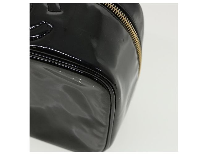 CHANEL Vanity Cosmetic Pouch patent Black CC Auth 34355 Nero - vista 8