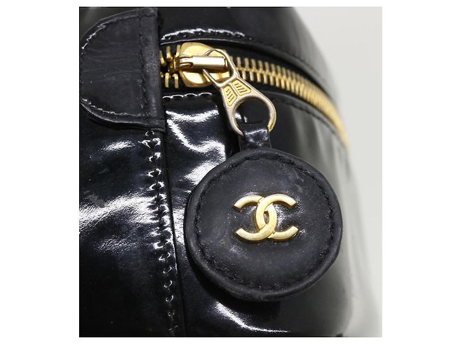 CHANEL Vanity Cosmetic Pouch patent Black CC Auth 34355 Nero - vista 9