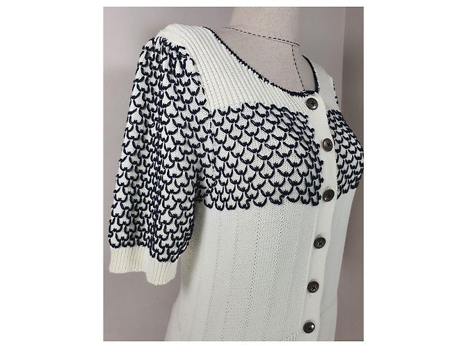 Autre Marque Anthropologie Strickjacke Elfenbein Baumwolle Mehrfarben - Ansicht 2