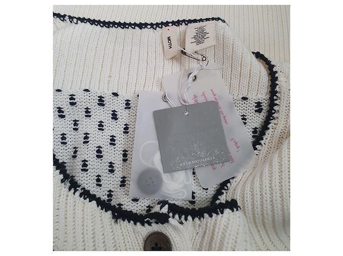 Autre Marque Anthropologie Strickjacke Elfenbein Baumwolle Mehrfarben - Ansicht 4