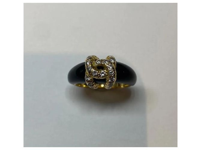 Cartier Ring Gelbgold Onyx und Diamanten Größe 52 Gold hardware - Ansicht 2