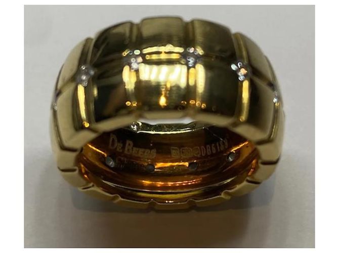 Anello De Beers in oro giallo 18K e diamanti Gold hardware - vista 4