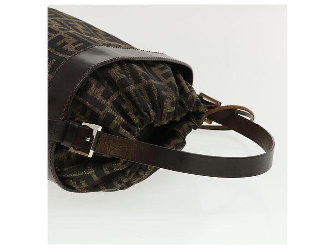 FENDI Zucca Borsa a tracolla in tela Cilindrico Marrone Nero Auth yk5779 - vista 6