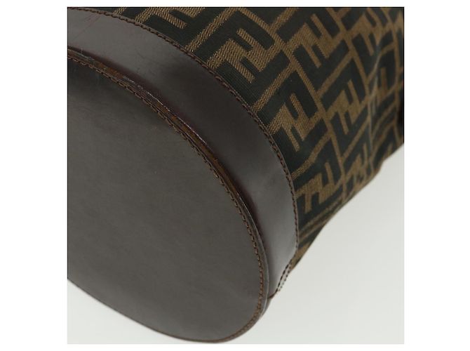 FENDI Zucca Borsa a tracolla in tela Cilindrico Marrone Nero Auth yk5779 - vista 8