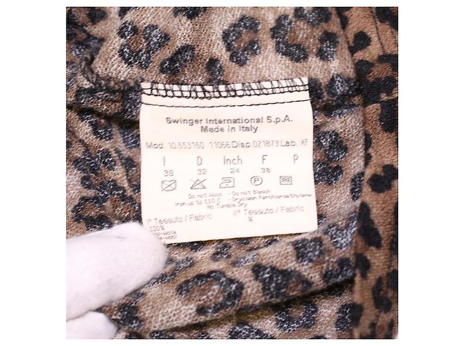 FENDI Leopard Langarmhemd Wolle Braun Auth am3595 - vista 7