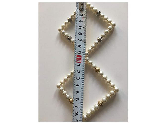 Chanel Par de pulseiras quadradas de pérolas Dourado - vista 5