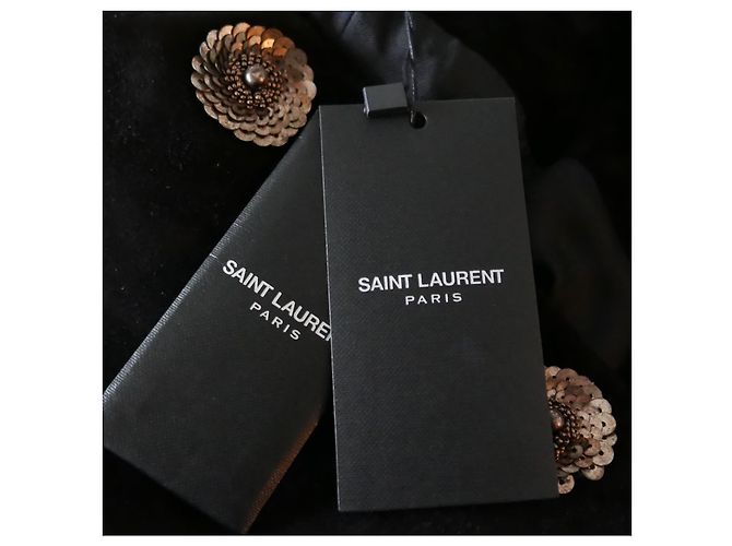 Abito scamosciato impreziosito Saint Laurent Nero - vista 5