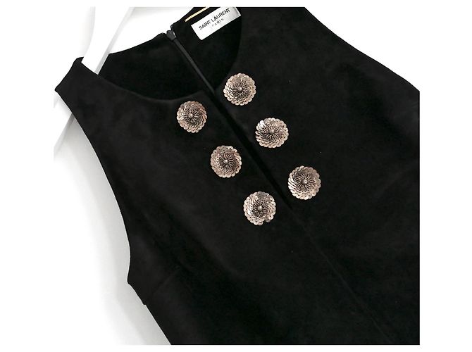 Abito scamosciato impreziosito Saint Laurent Nero - vista 9