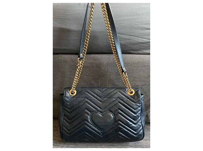 Borsa a mano Gucci GG Marmont in pelle nera Nero - vista 2
