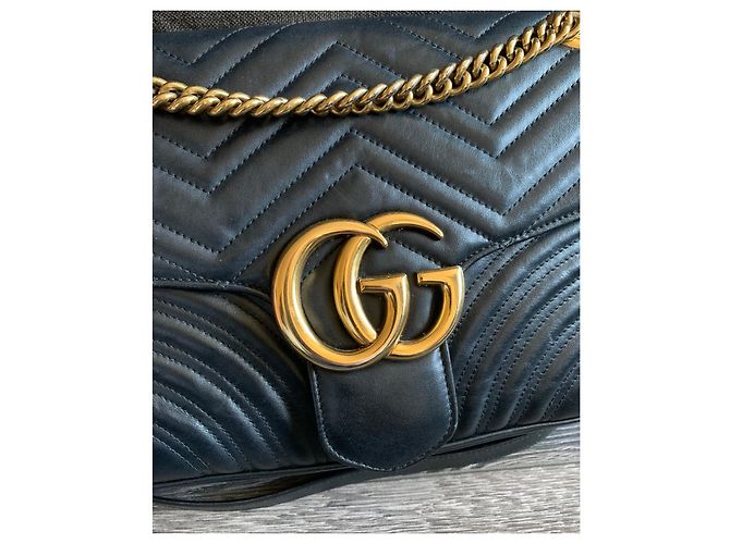 Borsa a mano Gucci GG Marmont in pelle nera Nero - vista 4