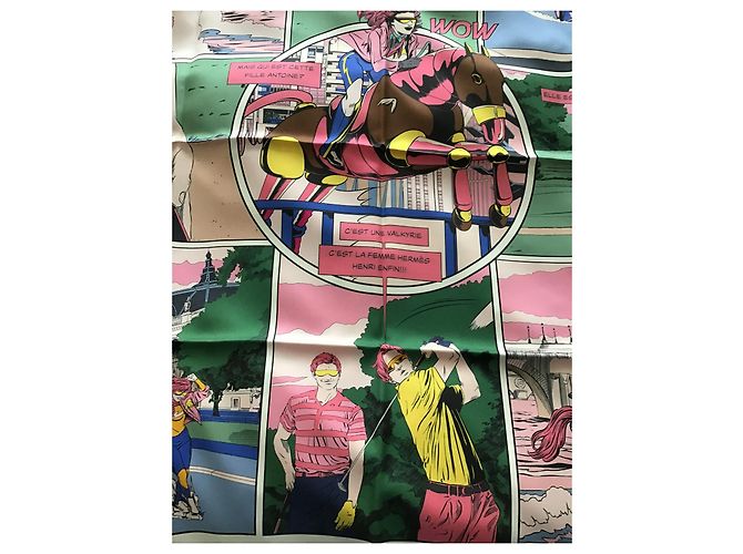 Hermès lado forrado "wow" seda  90 cm Multicolor - vista 15
