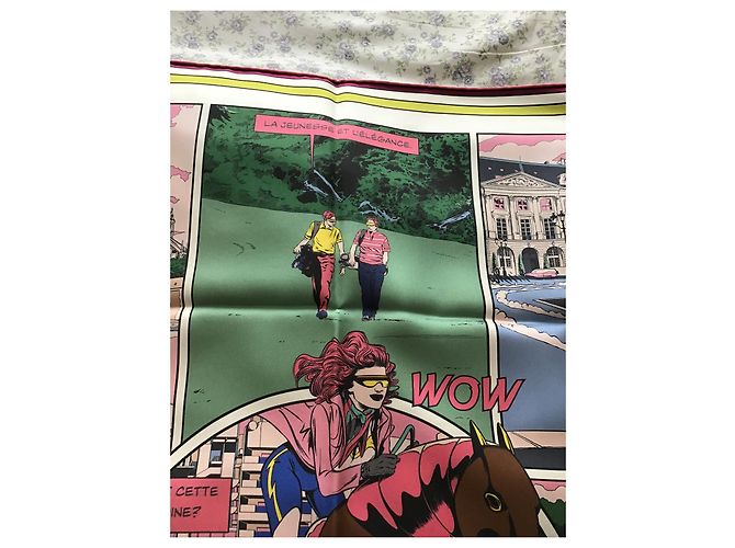 Hermès lado forrado "wow" seda  90 cm Multicolor - vista 18