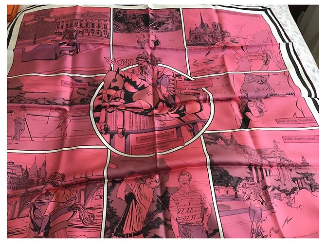 Hermès lado forrado "wow" seda  90 cm Multicolor - vista 2