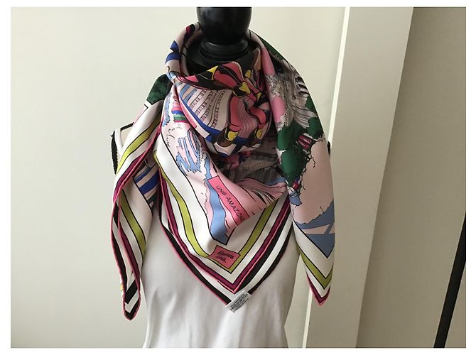 Hermès lado forrado "wow" seda  90 cm Multicolor - vista 8