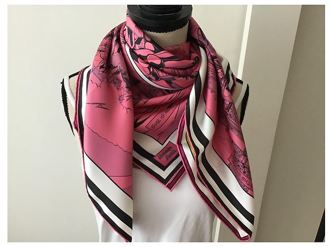 Hermès lado forrado "wow" seda  90 cm Multicolor - vista 9