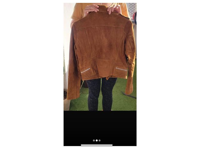 Maje Perfecto Bikerjacke Wildleder Caramel Karamell - Ansicht 3