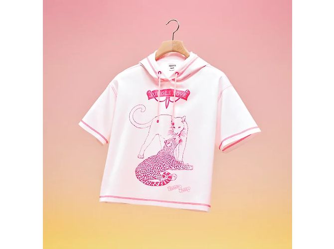 Hermès Hermes: Camiseta curta com capuz "JUNGLE LOVE". 40 Rosa - vista 2
