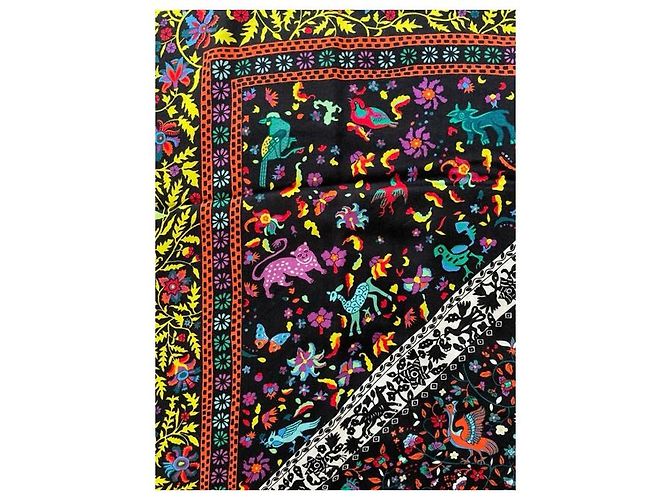 Hermès stola "giardini di seta" nera e verde, 140cm x 140 cm Nero Verde chiaro - vista 5