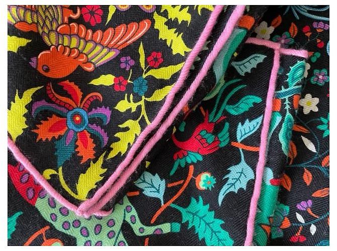 Hermès stola "giardini di seta" nera e verde, 140cm x 140 cm Nero Verde chiaro - vista 9